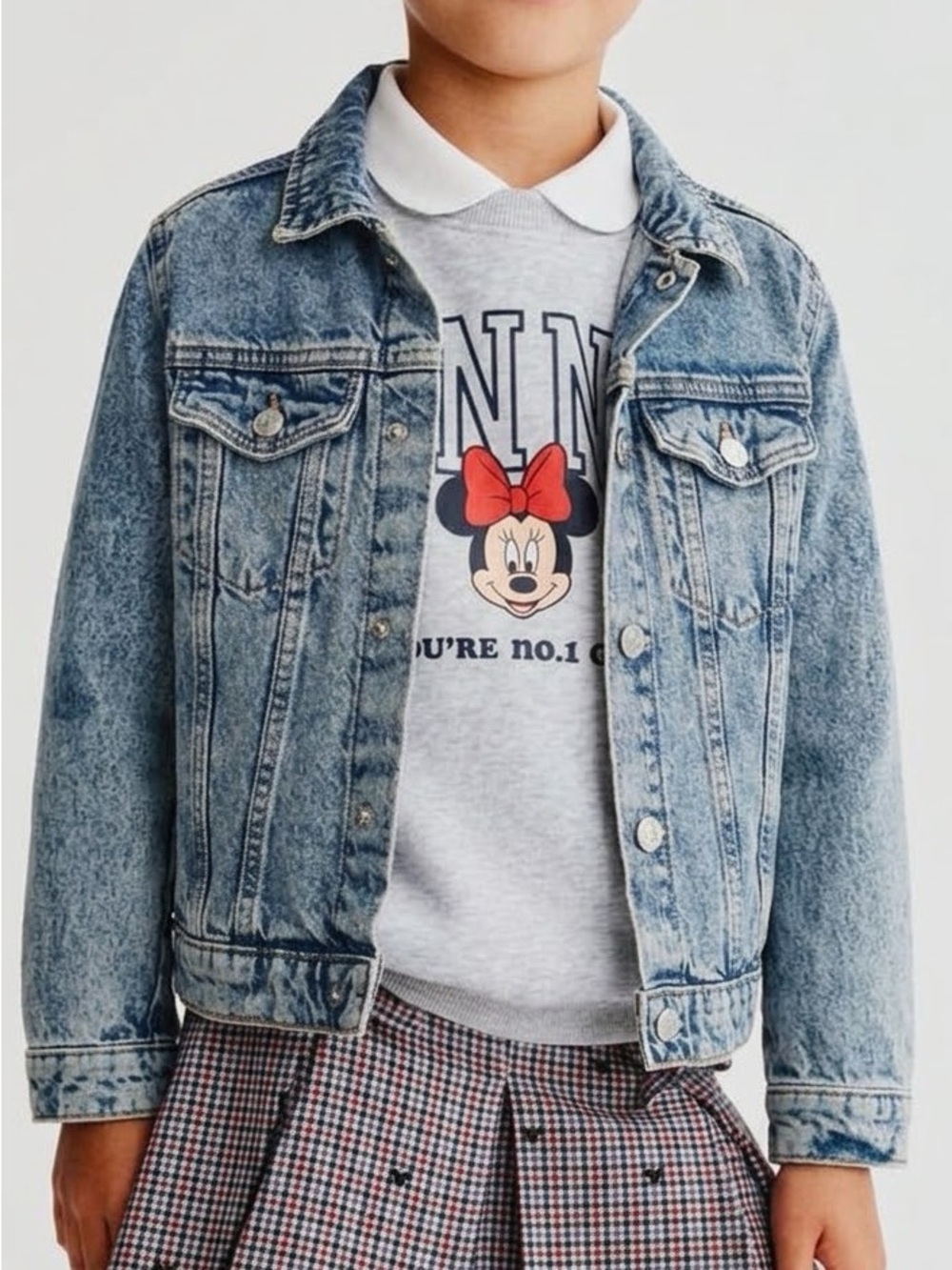 H&M Light Blue Kids Denim Jacket with Button Front 7 yo